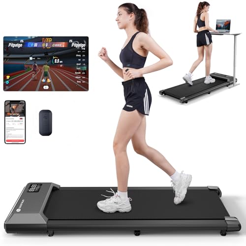 DeerRun 2024 Upgrade Treadmills for Home, Smart Raceable Powerful Quiet Walking Pad Treadmill, Remote Control & Smart App Desk Treadmill for Family Beginners, 300lbs Capacity, No-Assembly